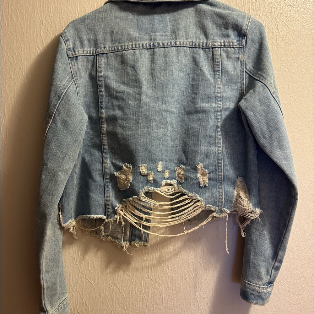 BB Dakota Light Blue Distressed Jean Jacket - Picture 3 of 3